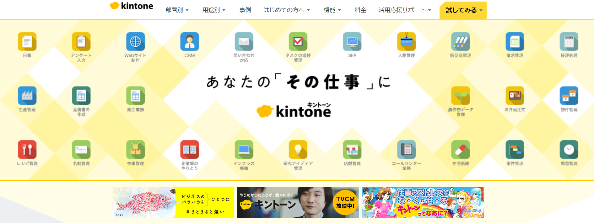 kintoneのトップページ