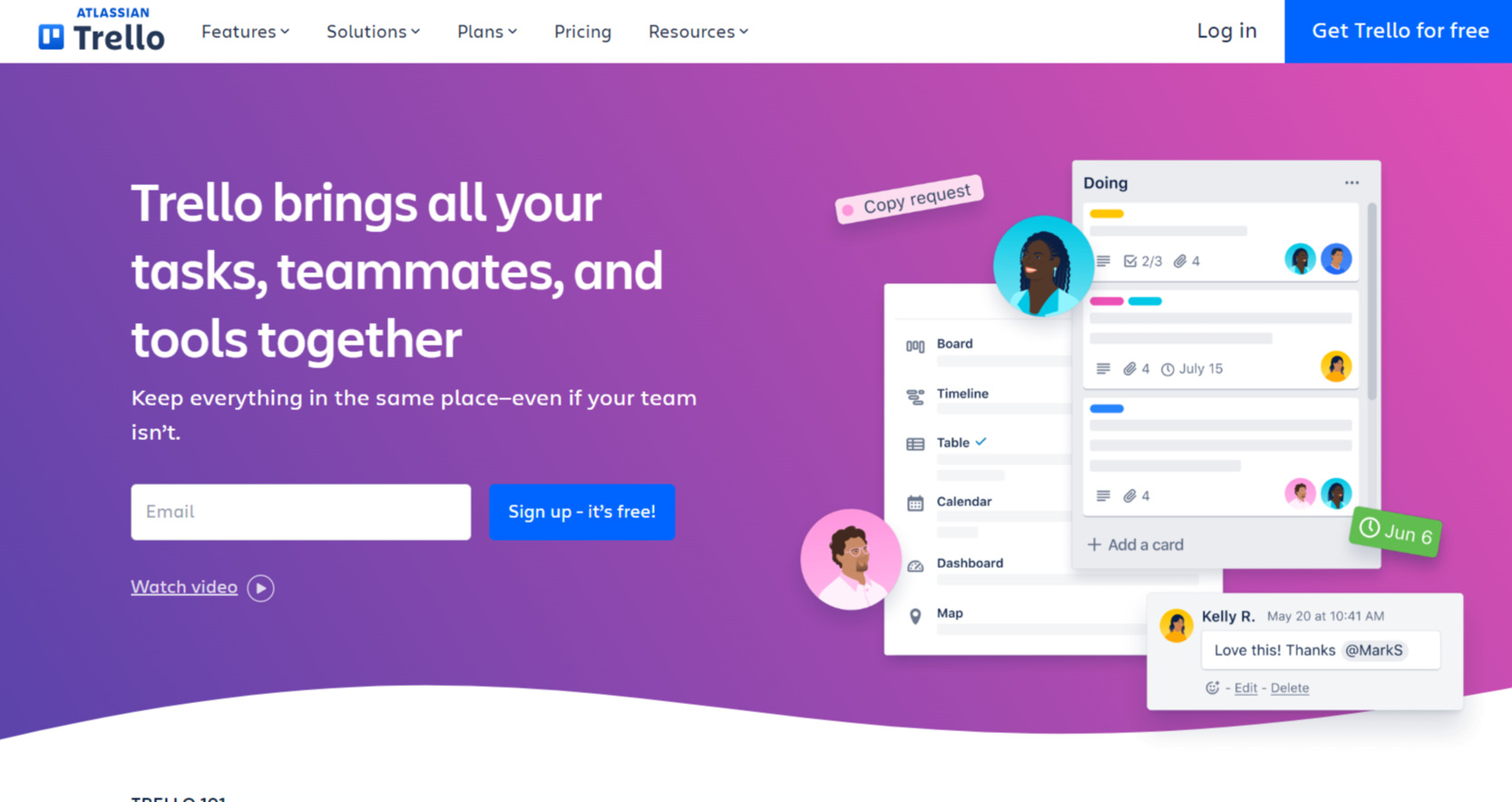 Trelloのトップページ