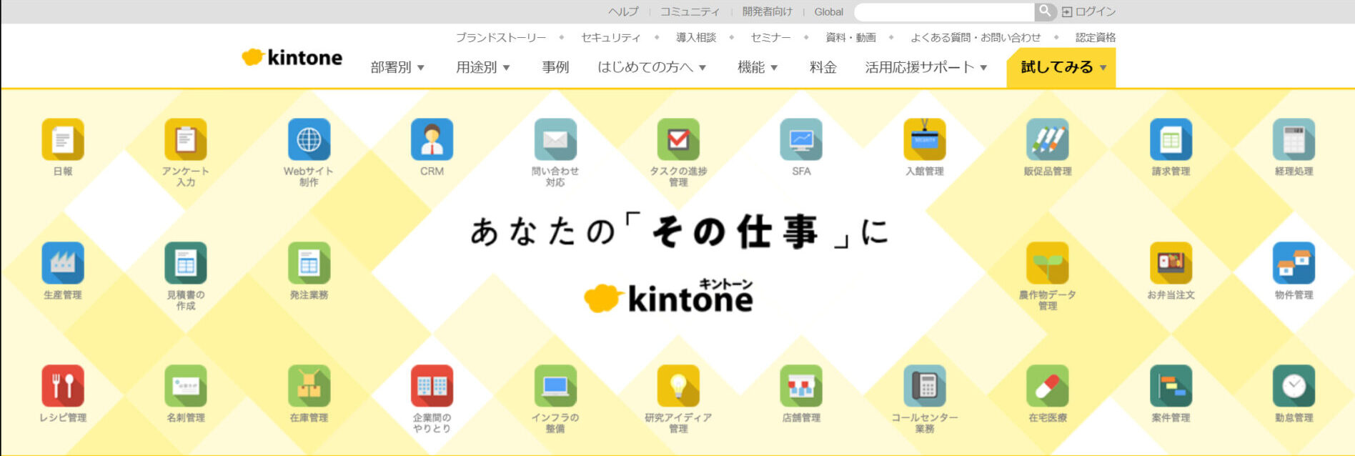 kintoneのトップ画像