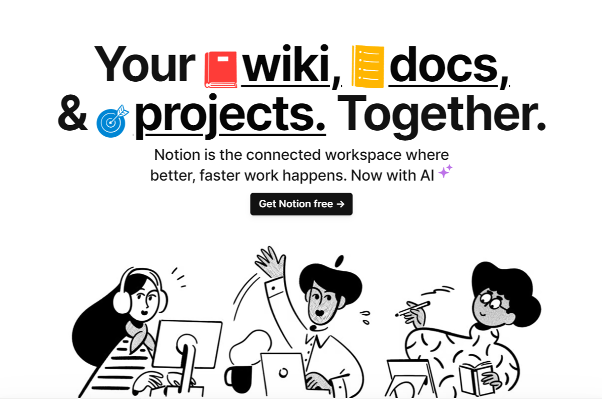 Notionのトップページ