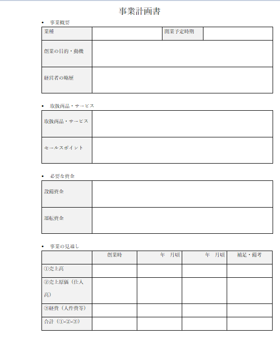 ビズ研の事業計画書テンプレートのイメージ画像