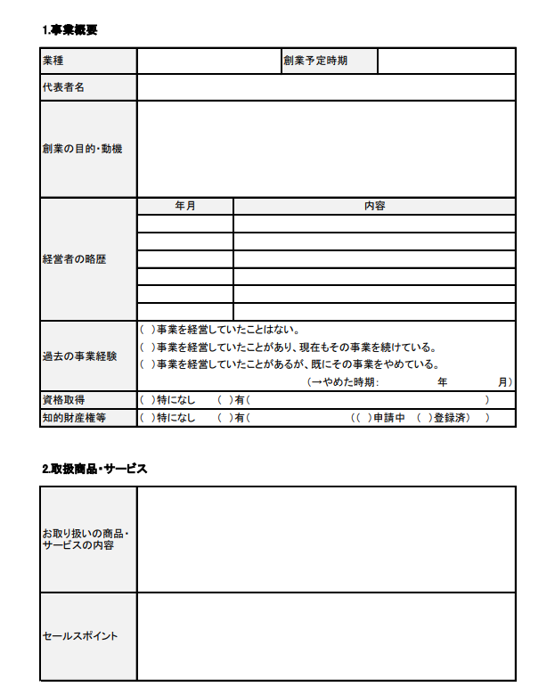 楽しもうofficeの事業計画書テンプレートのイメージ画像