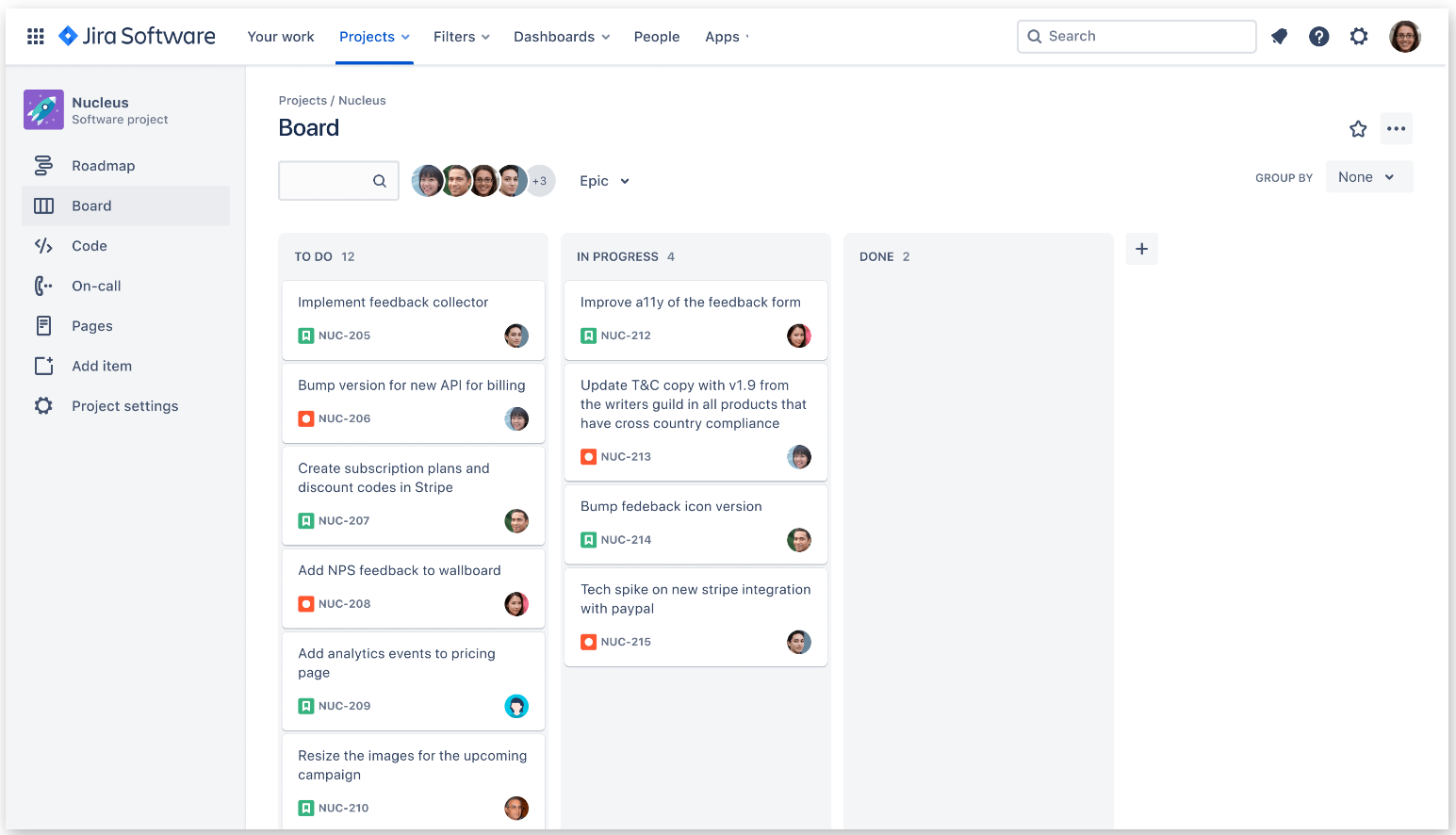 Jiraのカンバンボードのイメージ