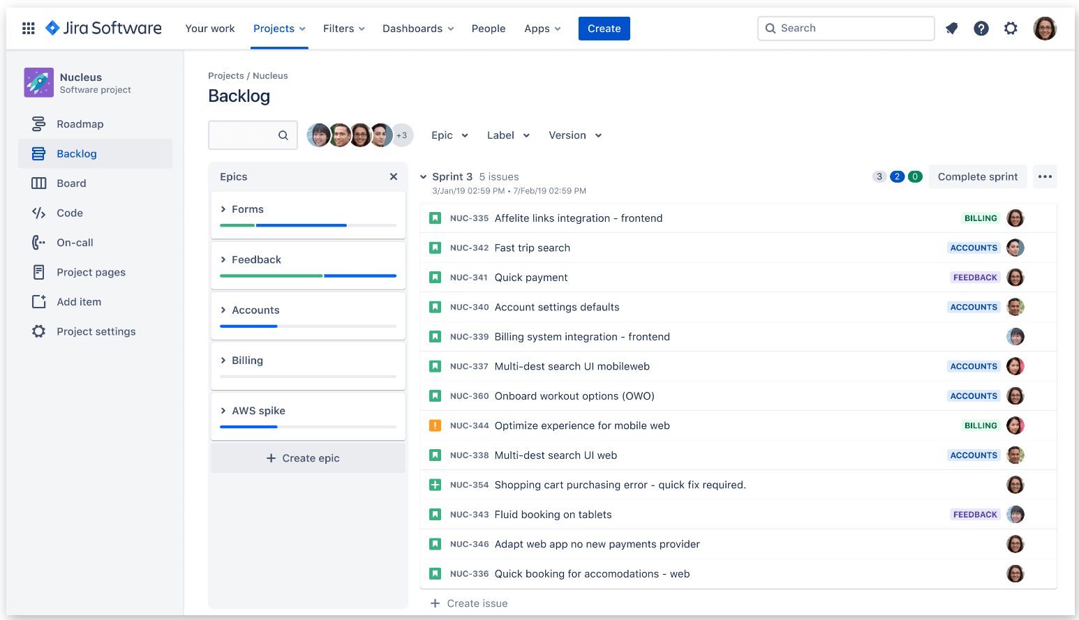 Jiraのスクラムボードのイメージ