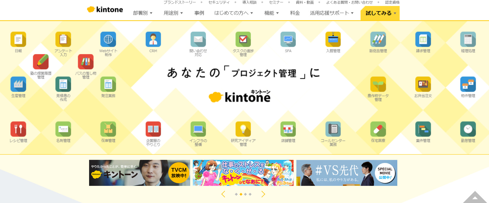 kintoneのトップ画像