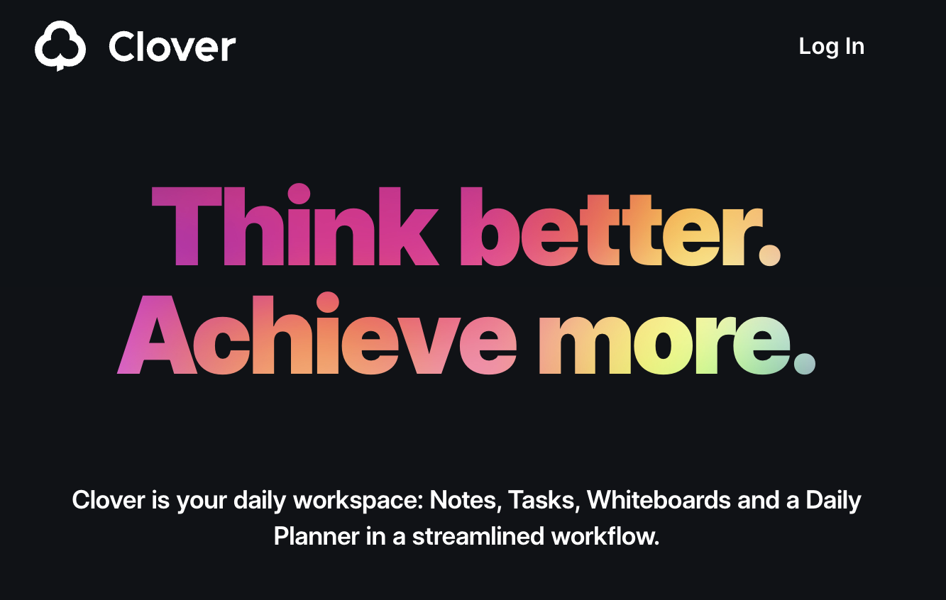 Picture of top page of Clover