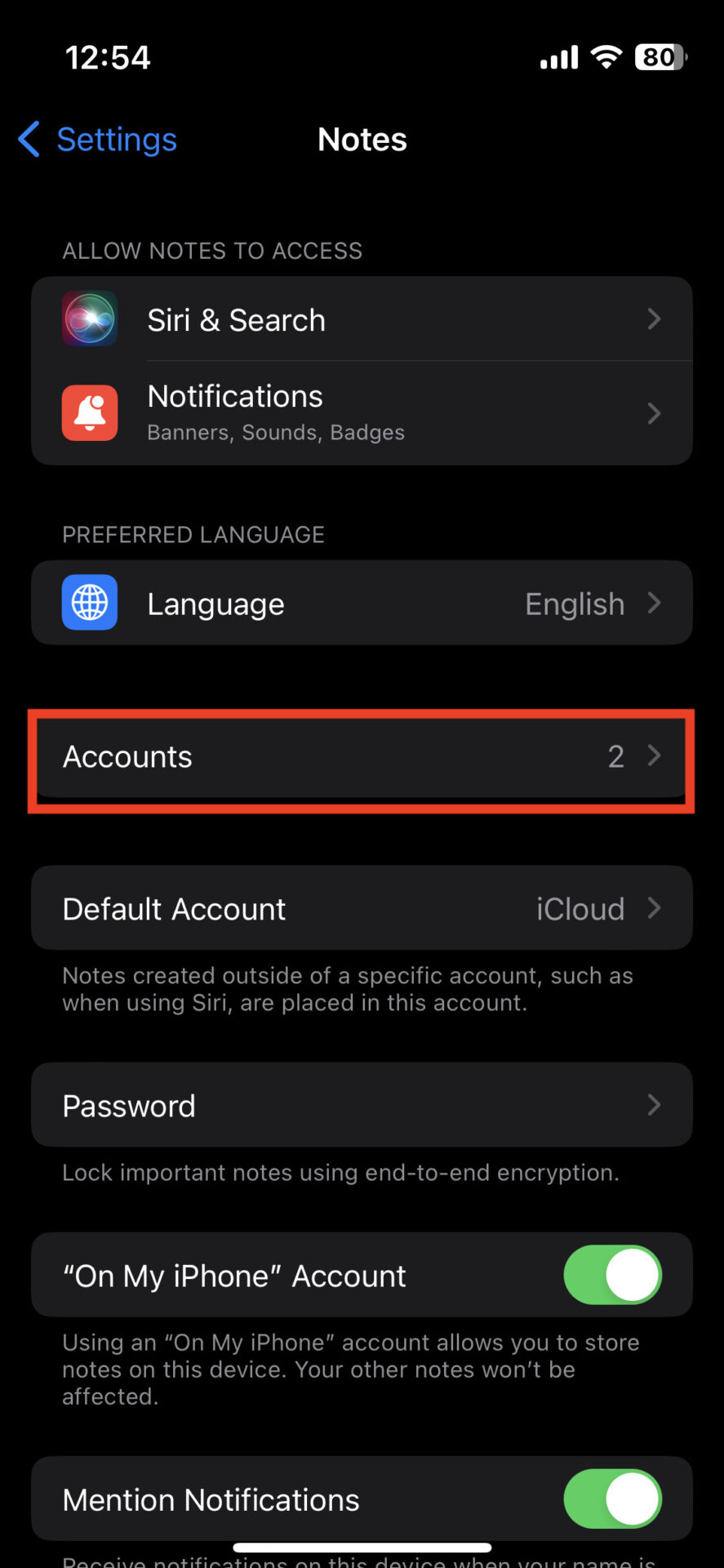General setting of iPhone