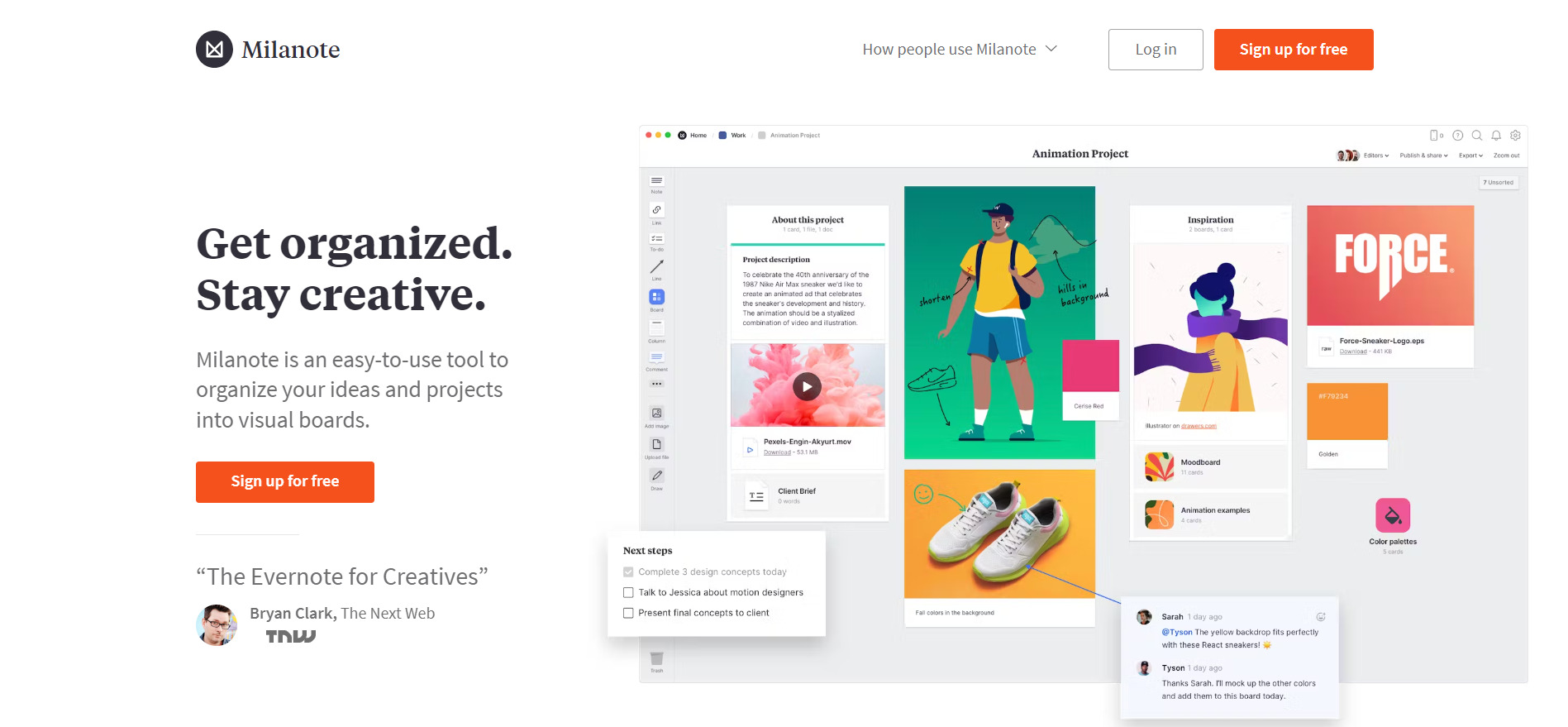 Milanoteのトップページ