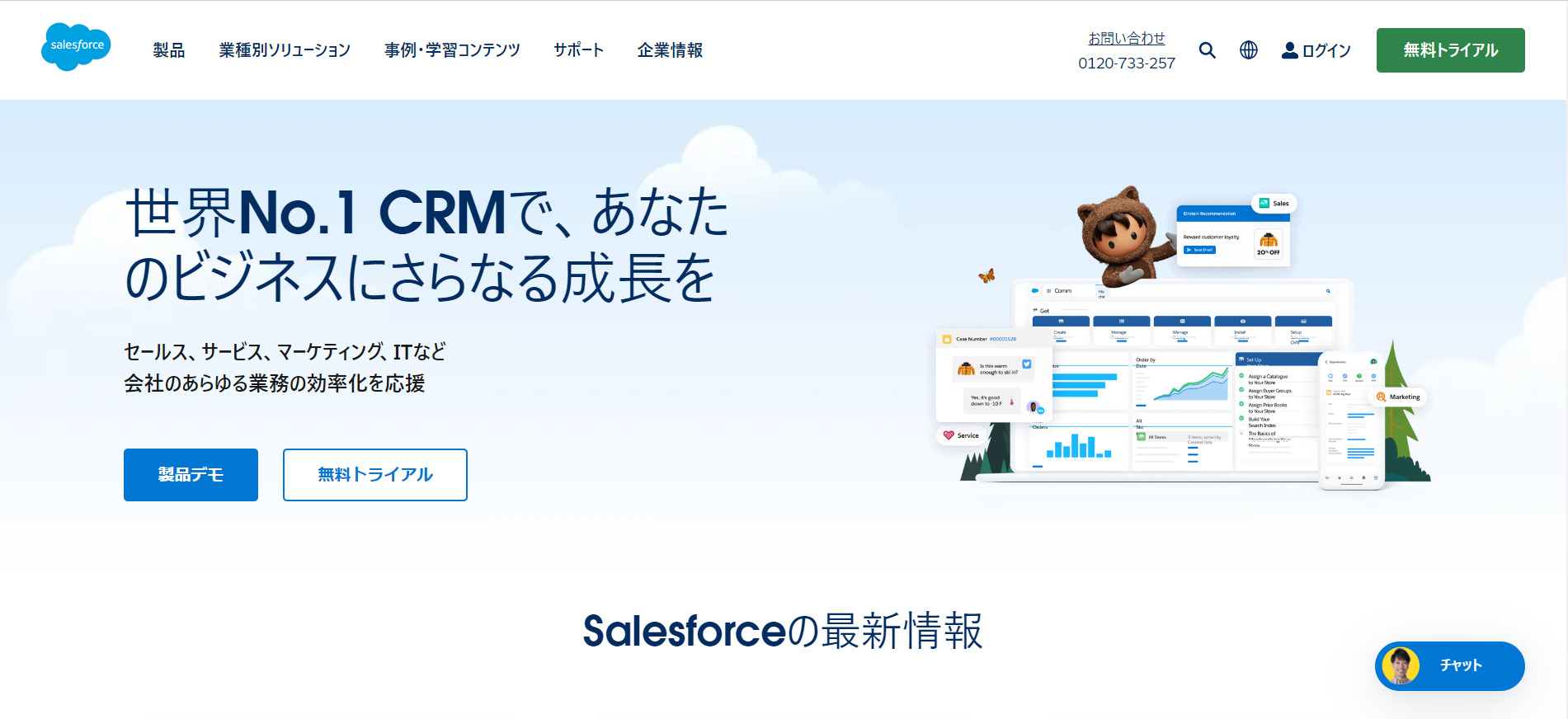 Salesforceのトップページ