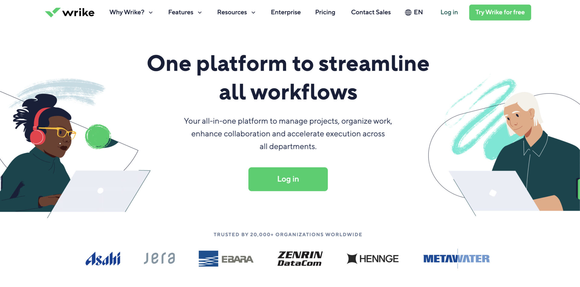 Picture of top page of Wrike