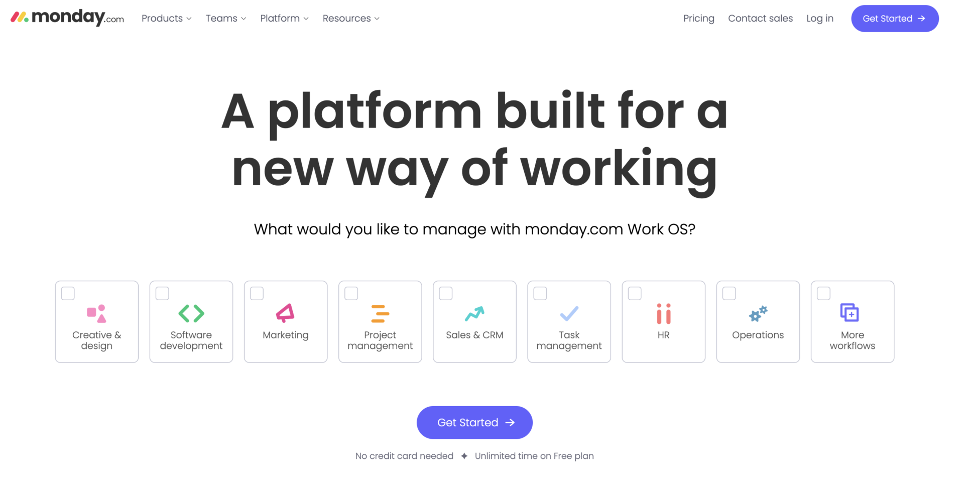 Picture of top page of monday.com