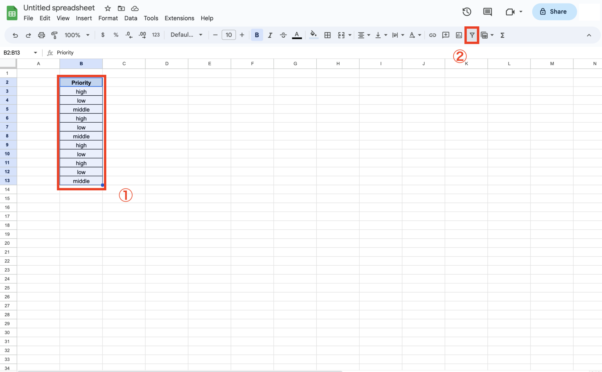 Steps of setting filter