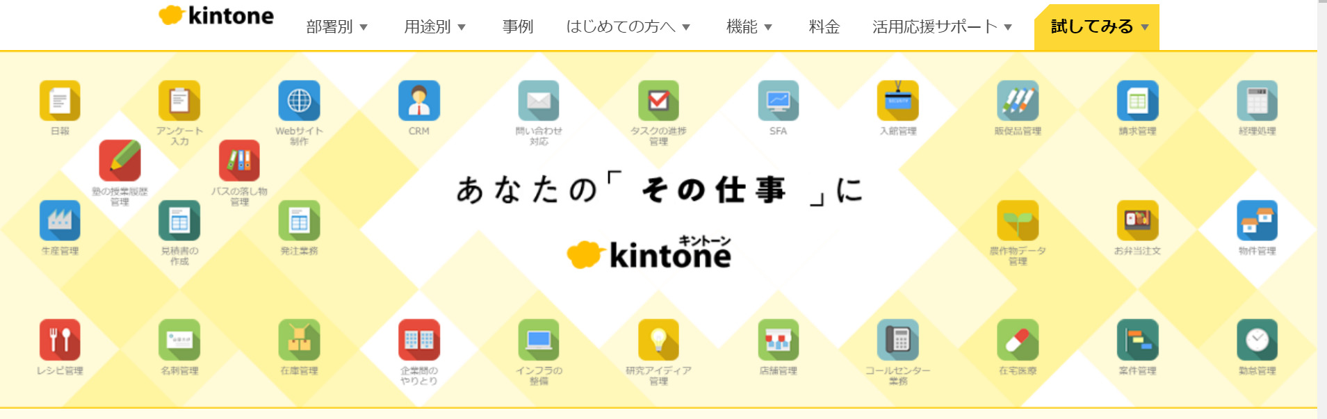 kintoneのトップ画像