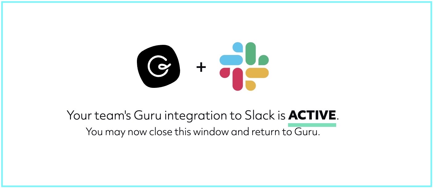 GuruとSlackの連携が完了した画面