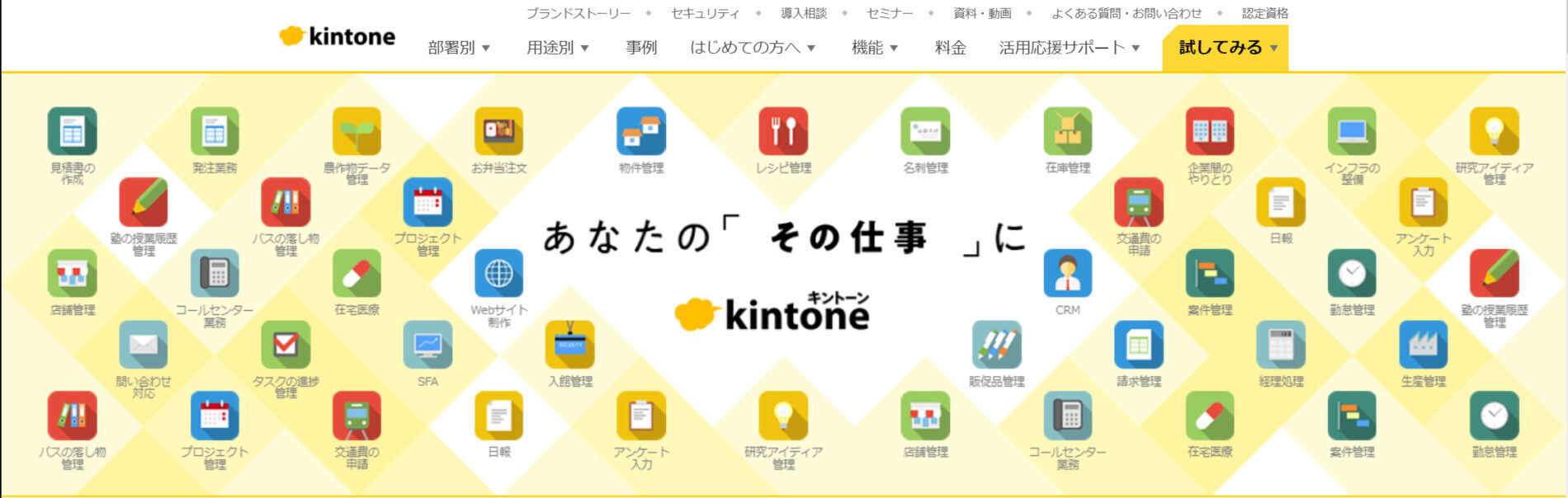 kintoneのトップページ