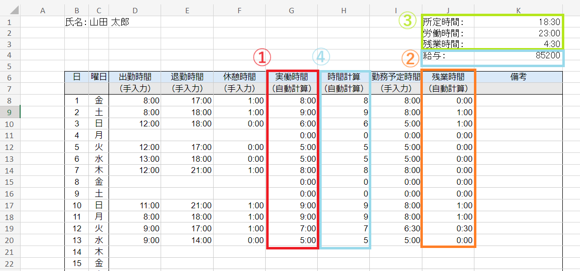 【無料】勤怠管理表・出勤簿のExcelテンプレート5選|勤務時間を自動計算 – 業務効率化ガイド|業務効率化のノウハウを発信するメディア