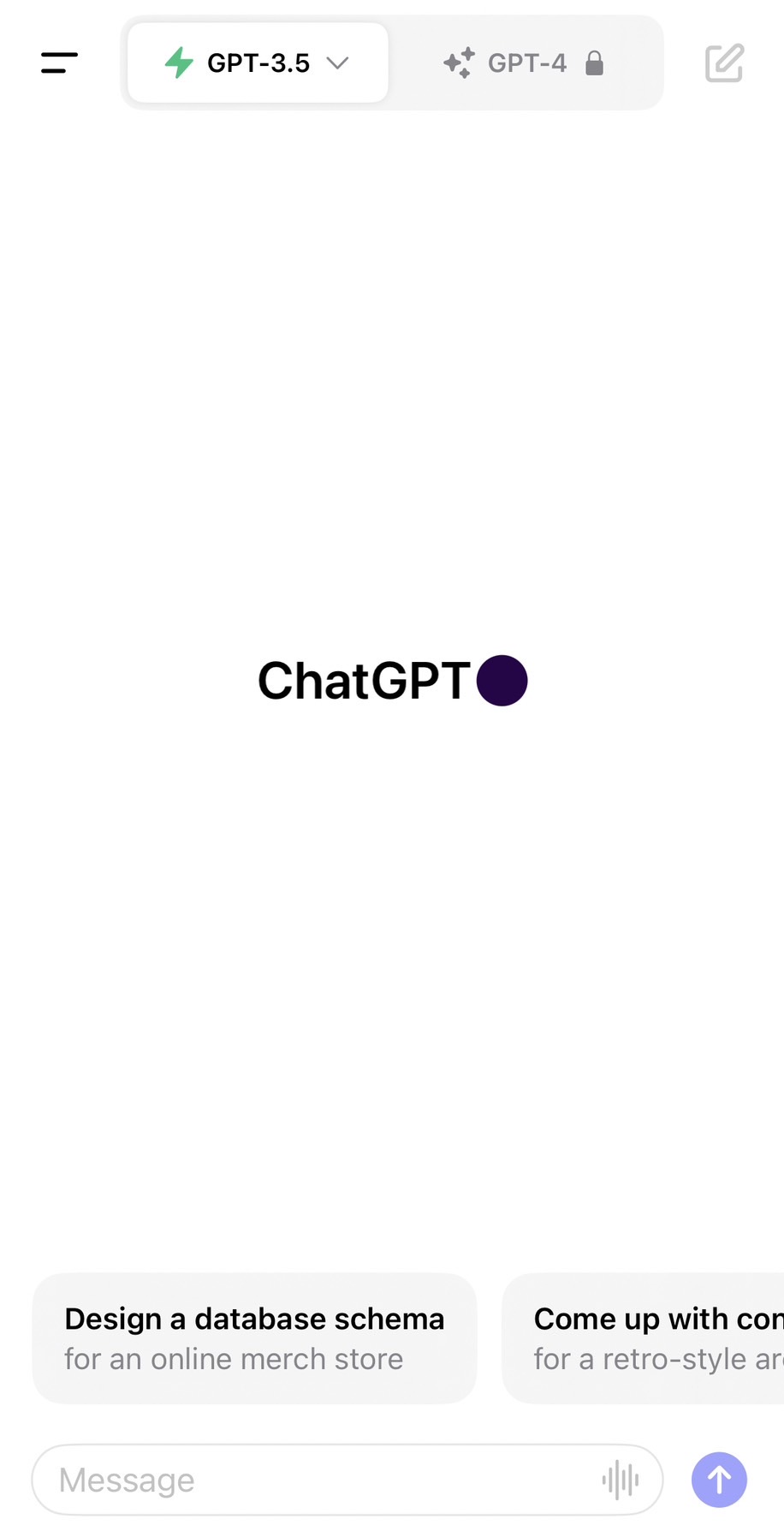 ChatGPTのスマホアプリからログインした画面