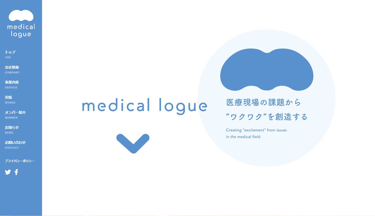 メディカルローグ株式会社のサイトページ画面