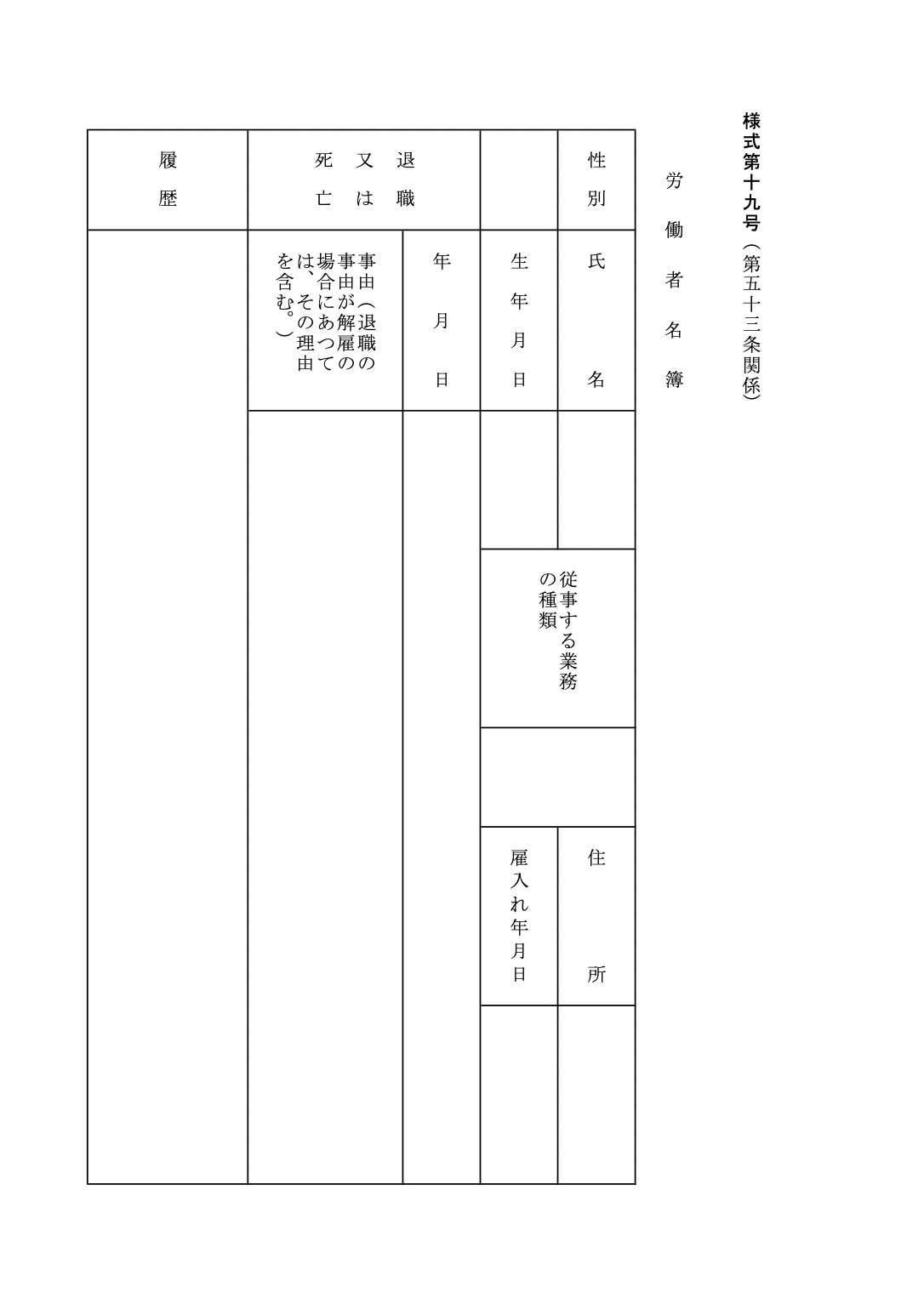 厚生労働省の労働者名簿テンプレートのイメージ画像