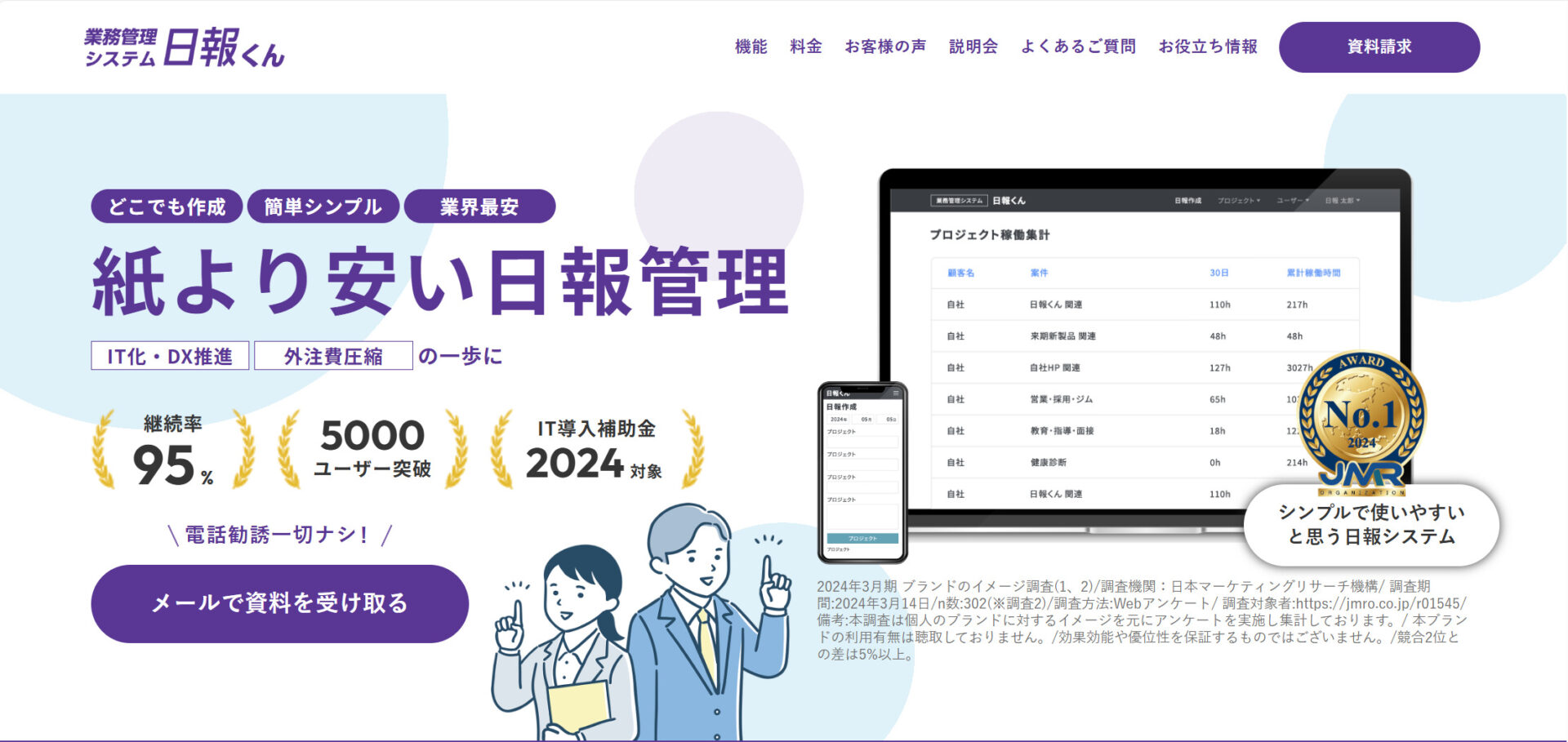 日報くんのトップページ画面