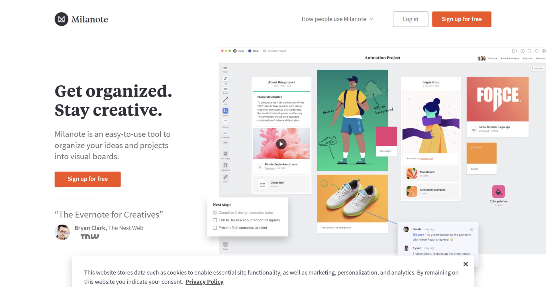Milanoteのトップページ