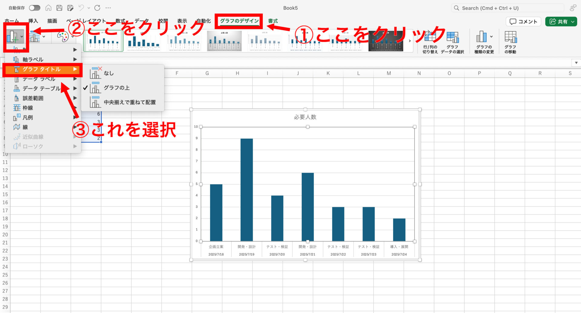 グラフタイトルを入力する画面