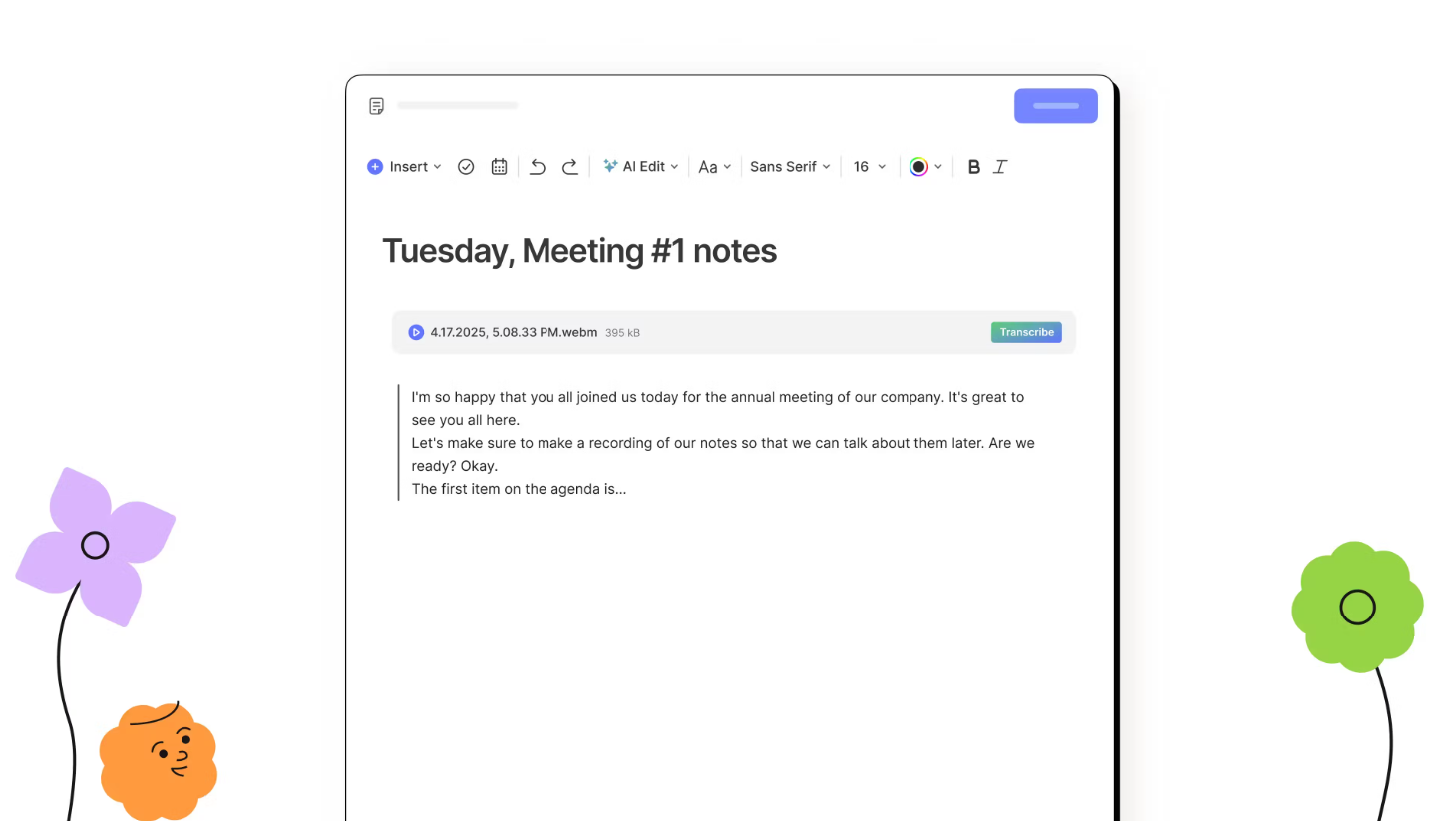 EvernoteのAI Transcribe
