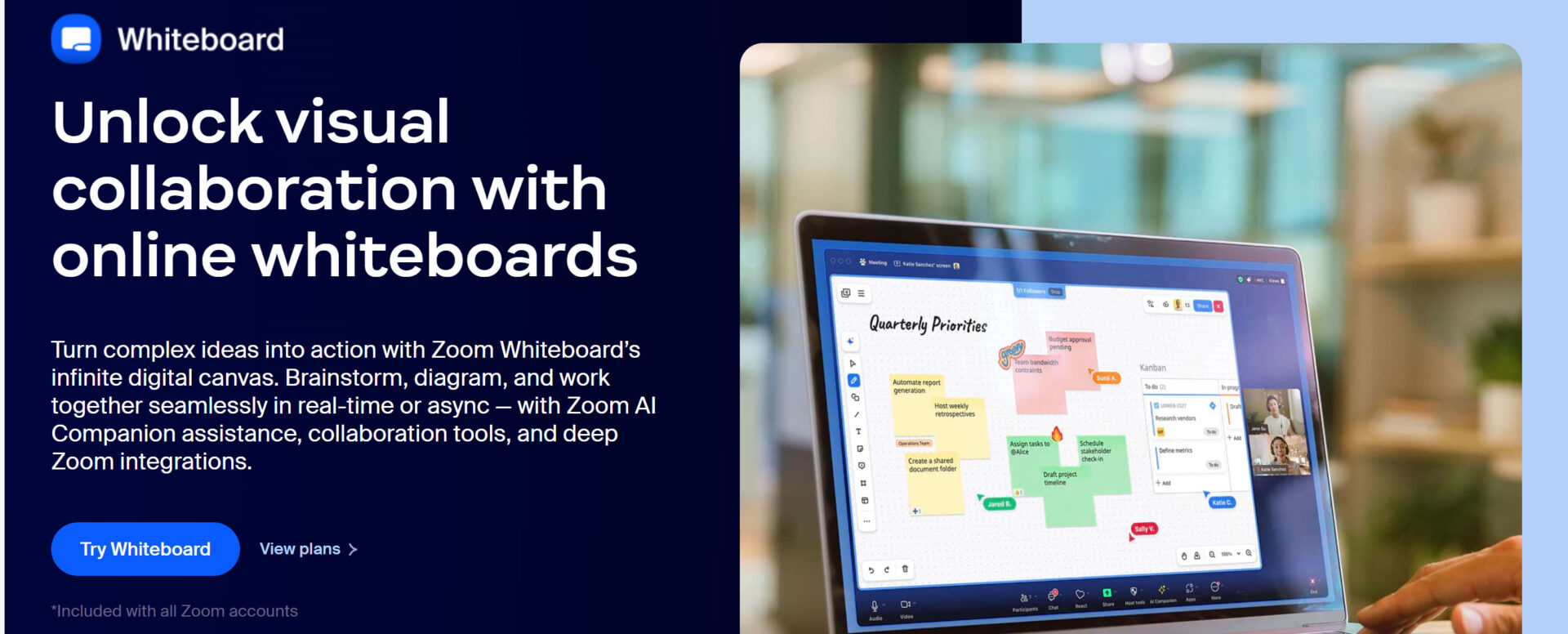 Zoom Whiteboardのトップ画面