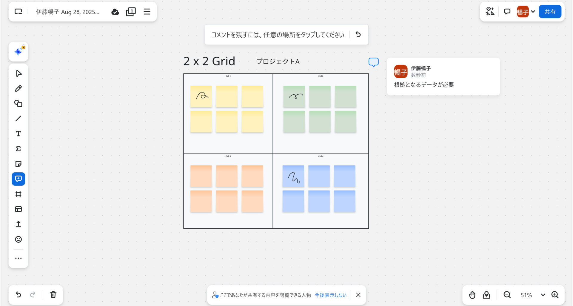 Zoom Whiteboardの操作画面