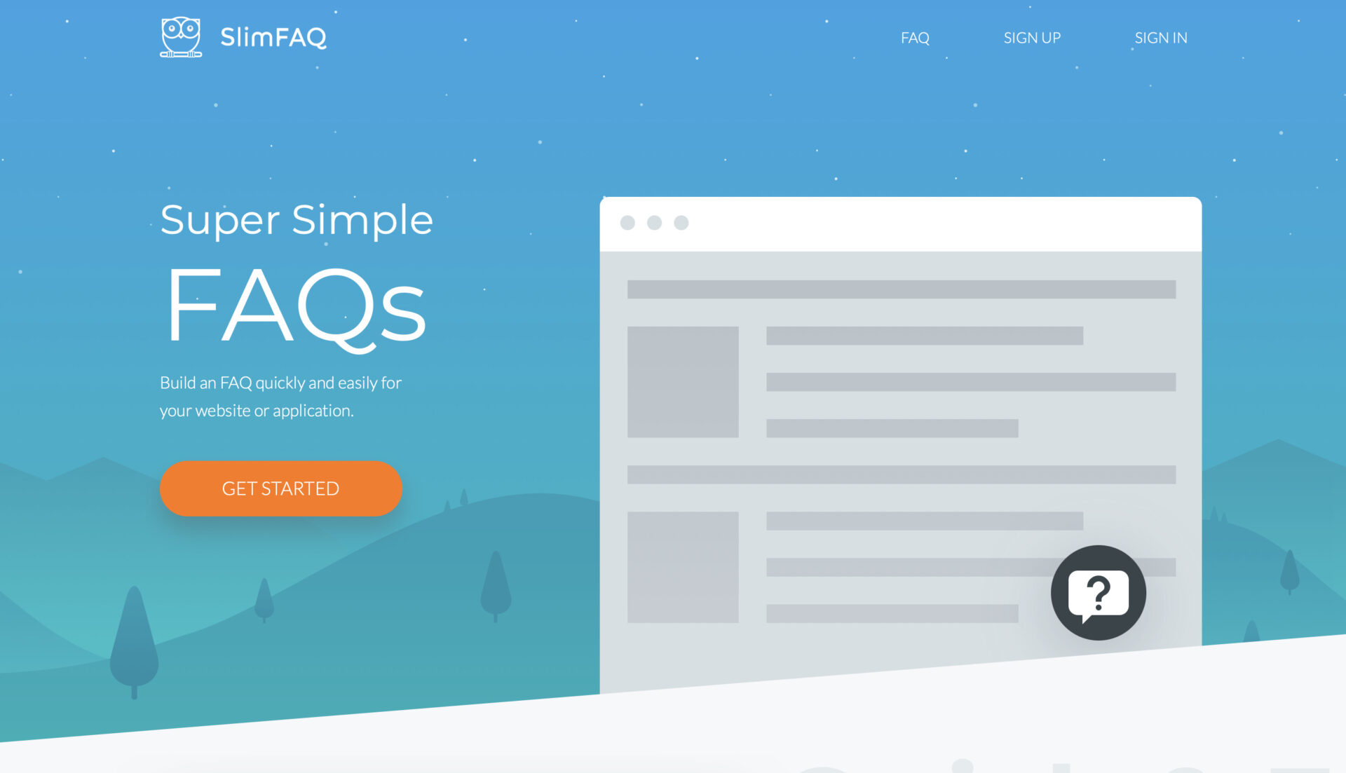 SlimFAQのトップページ画面