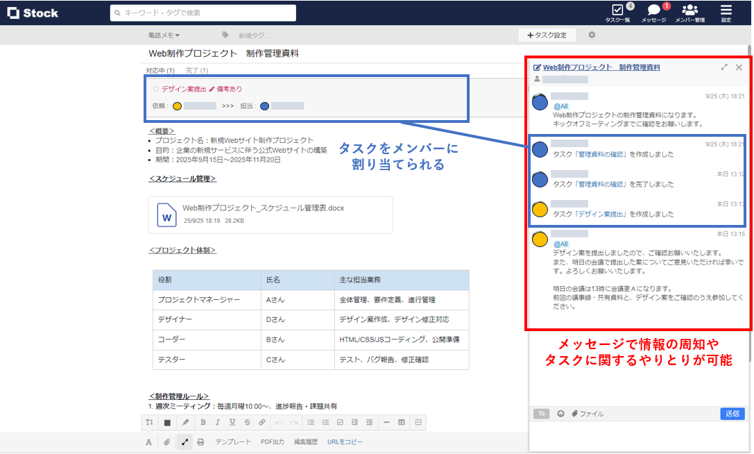 タスクの関係性を説明した画面