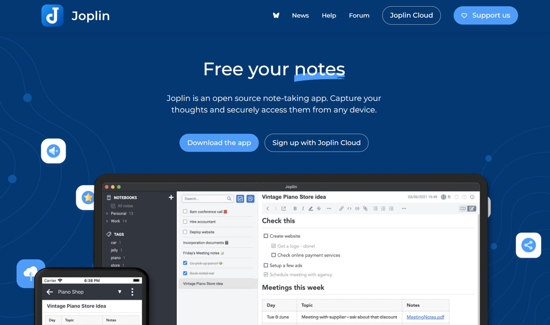 Joplinのトップページ
