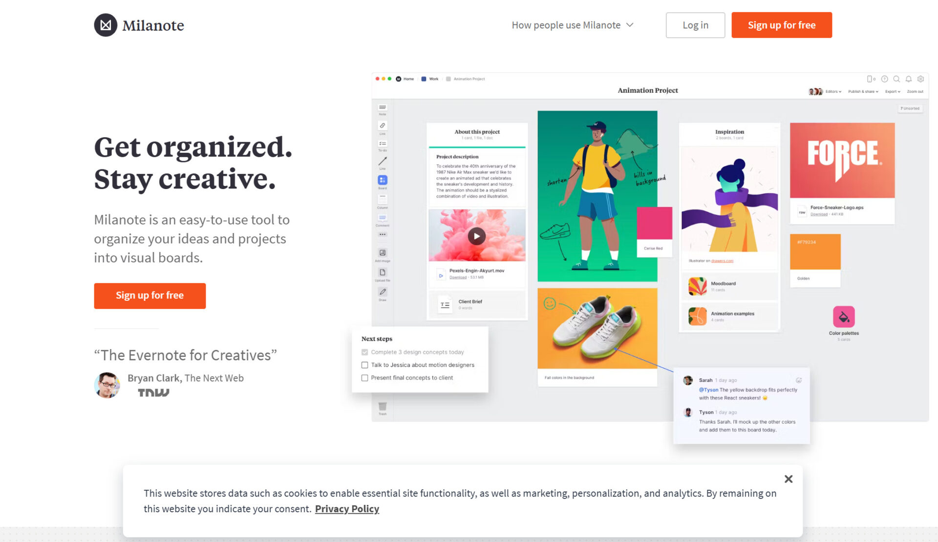 Milanoteのトップページ