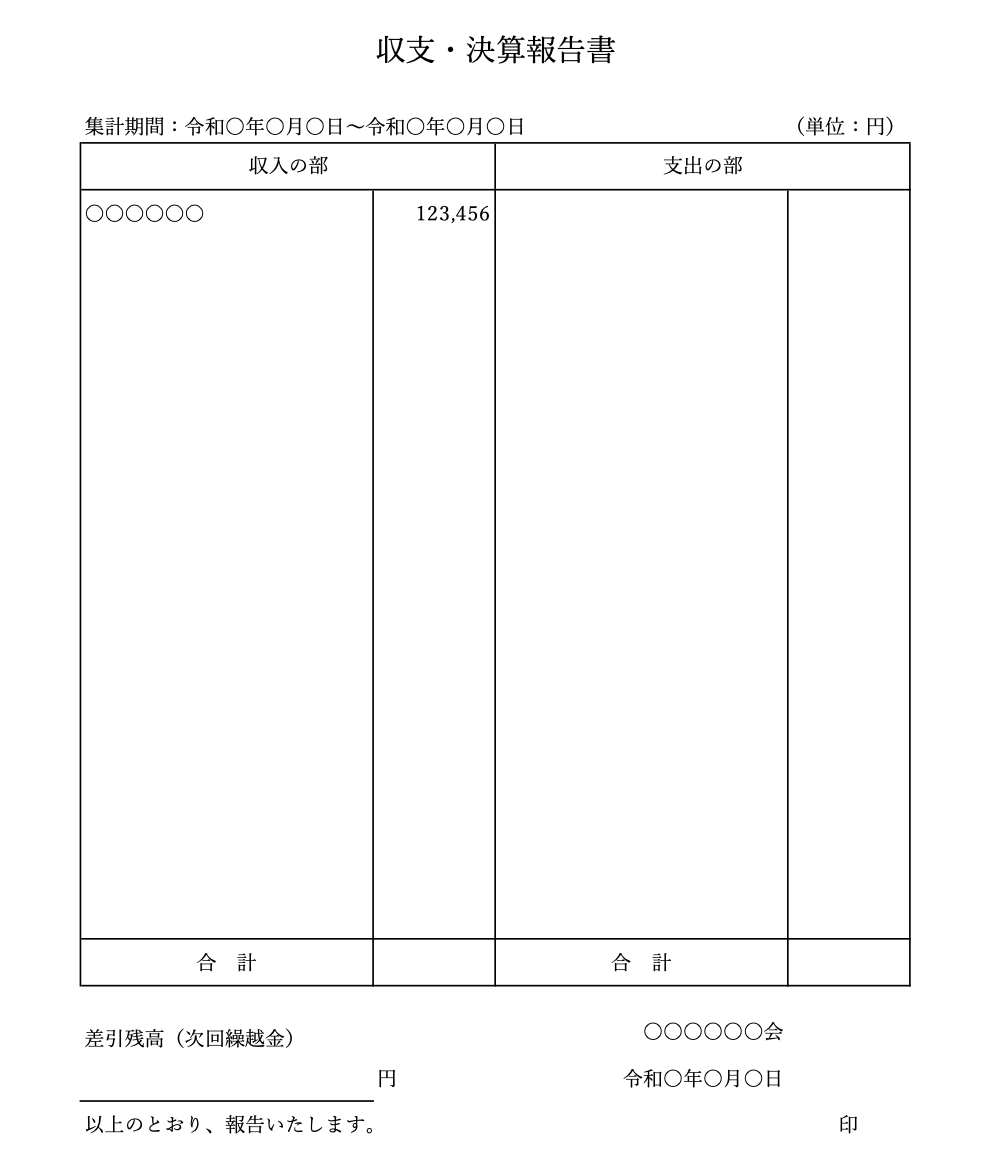 決算報告書のテンプレート