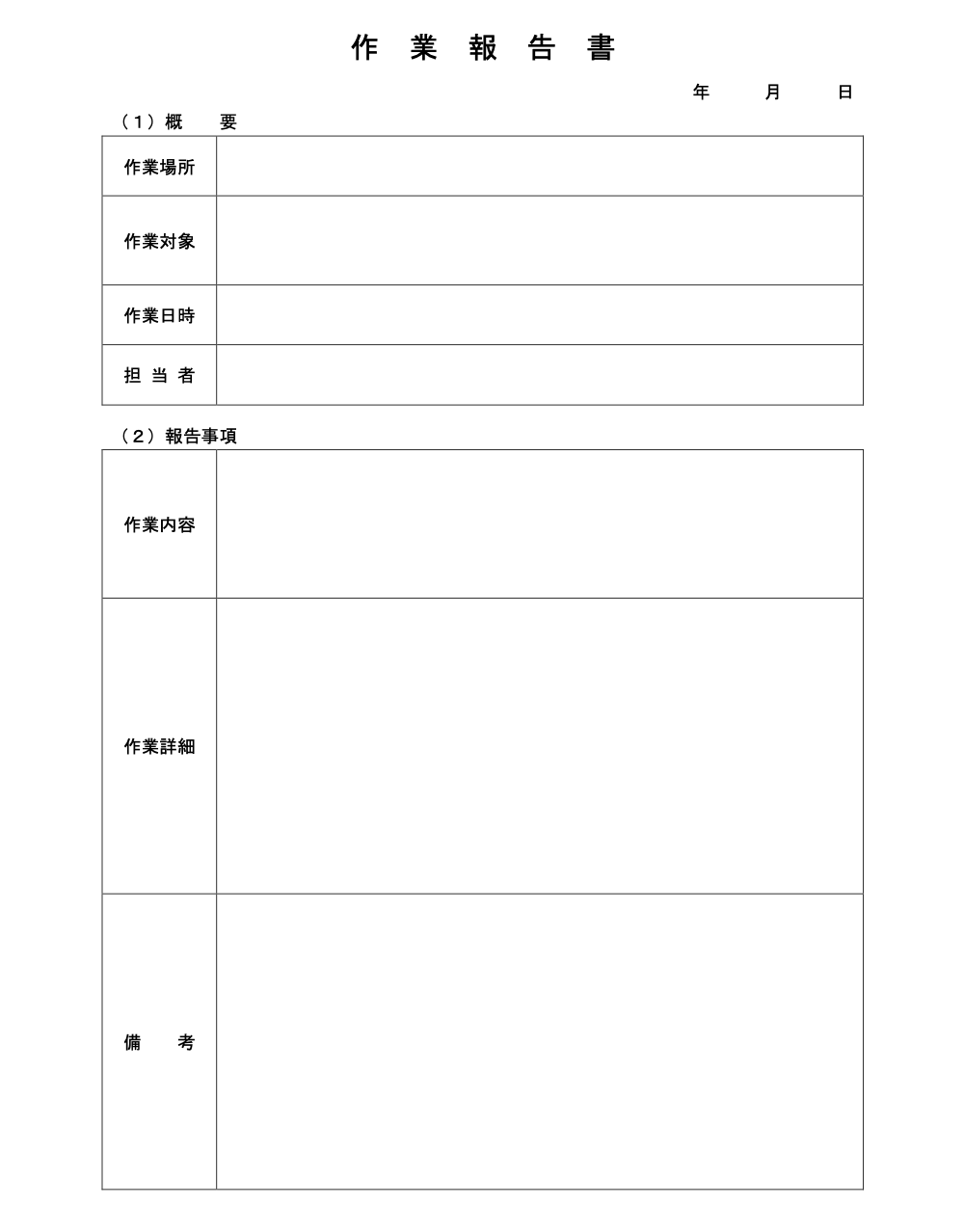 作業報告書のテンプレート