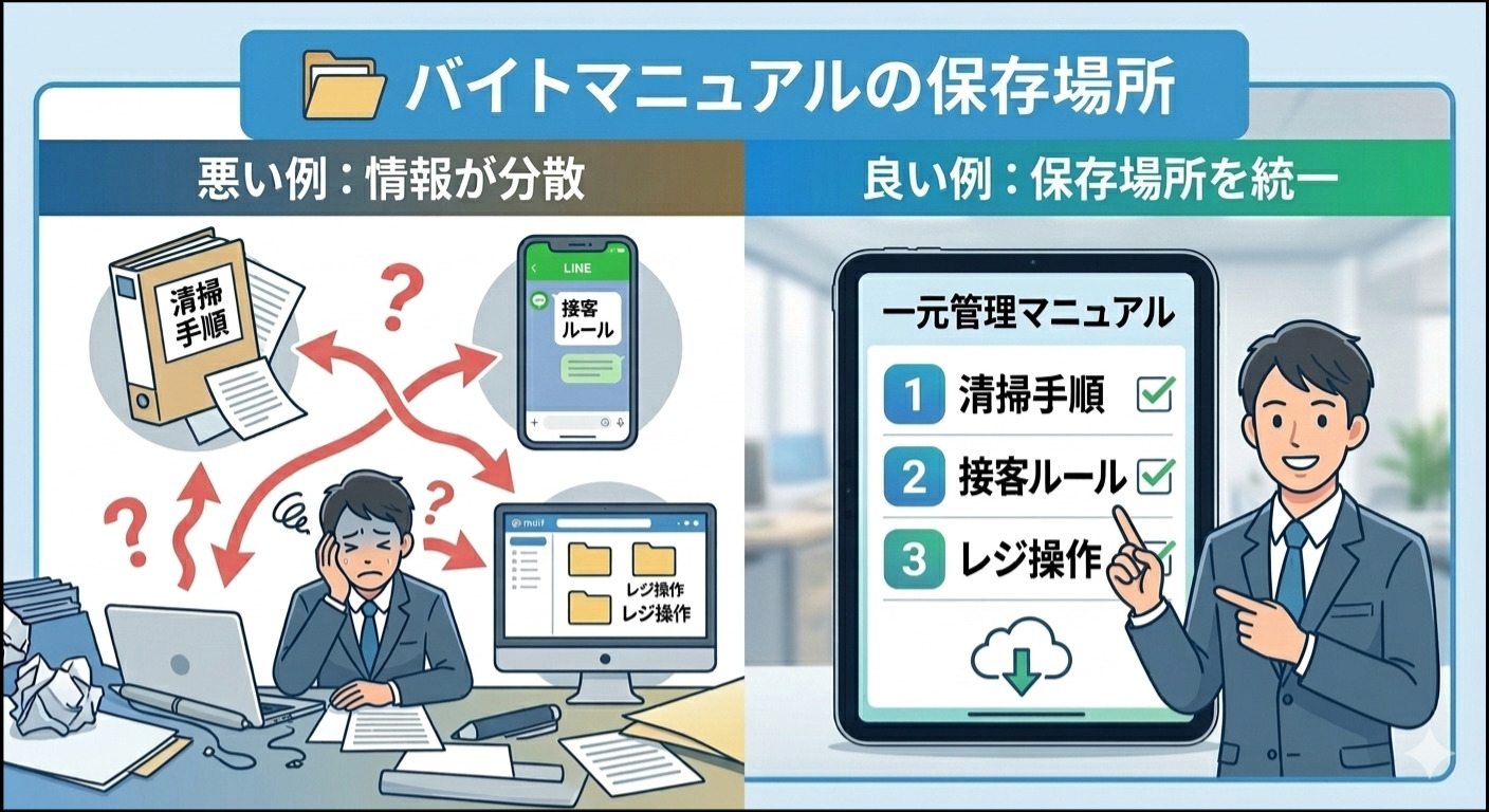 バイトマニュアルの保存場所説明画面