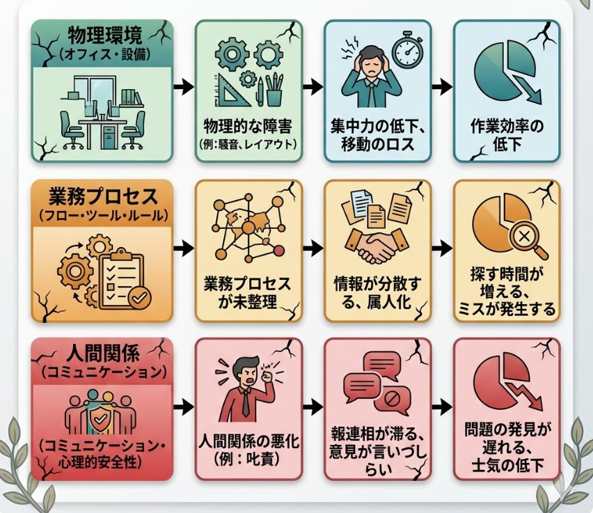 職場環境が悪化する根本原因のイメージ