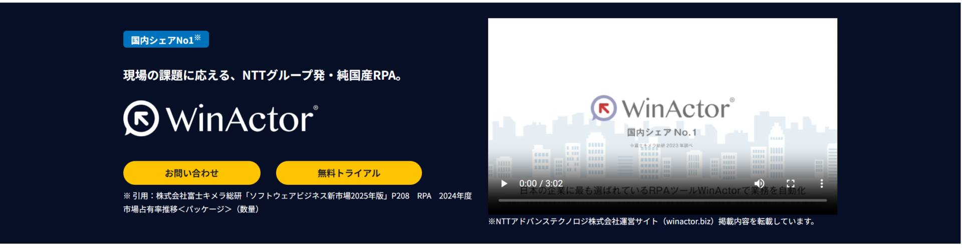 WinActorのトップページ