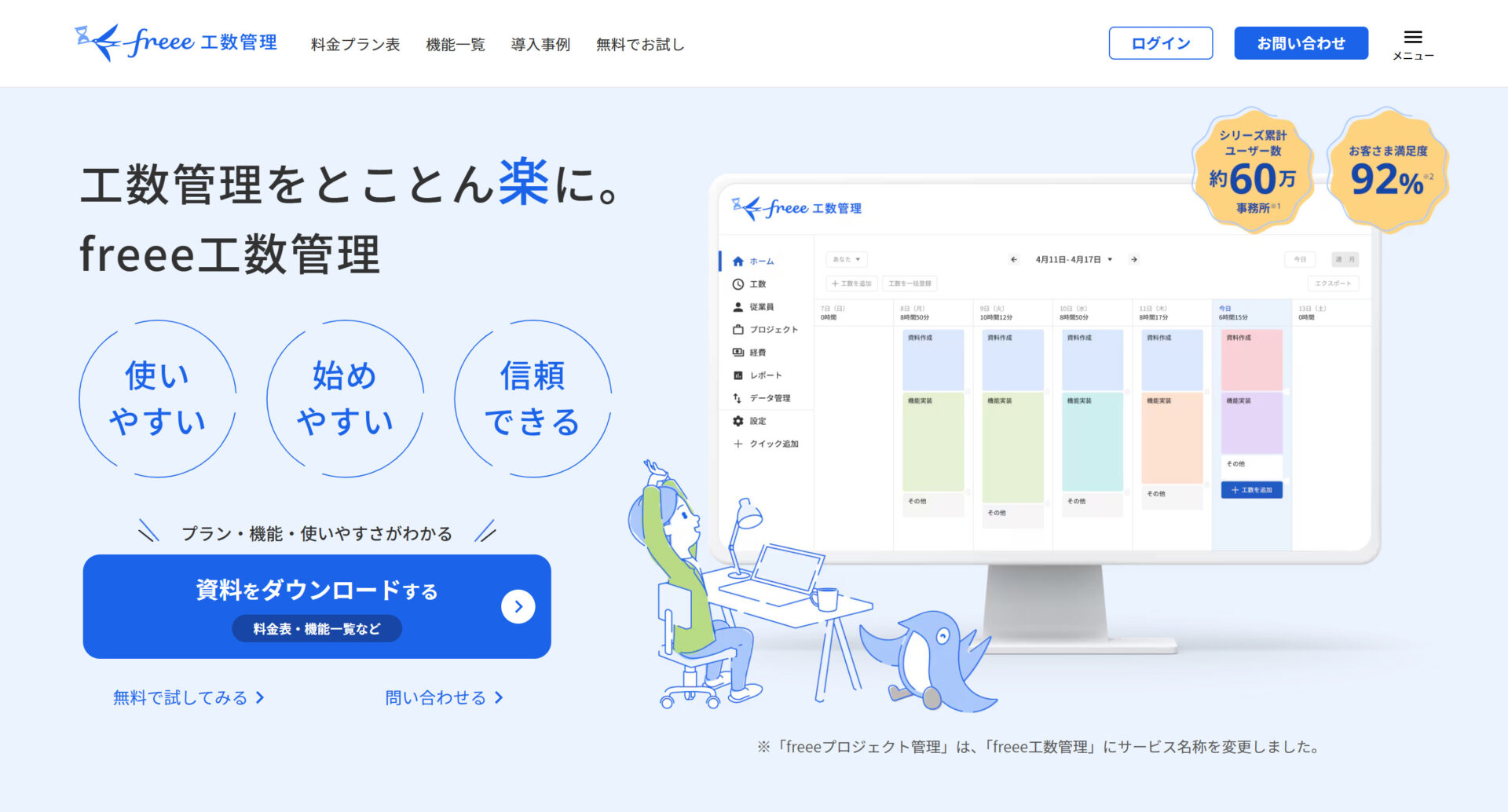 freee工数管理のトップページ