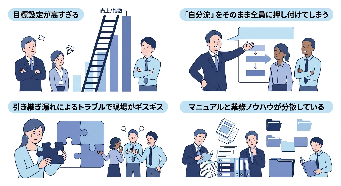(モチベーションマネジメントの失敗例のイメージ画面)