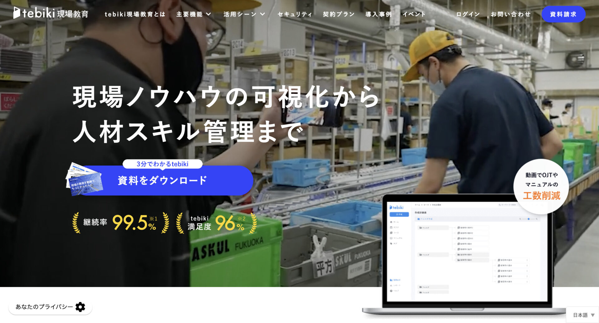 tebikiのトップページ