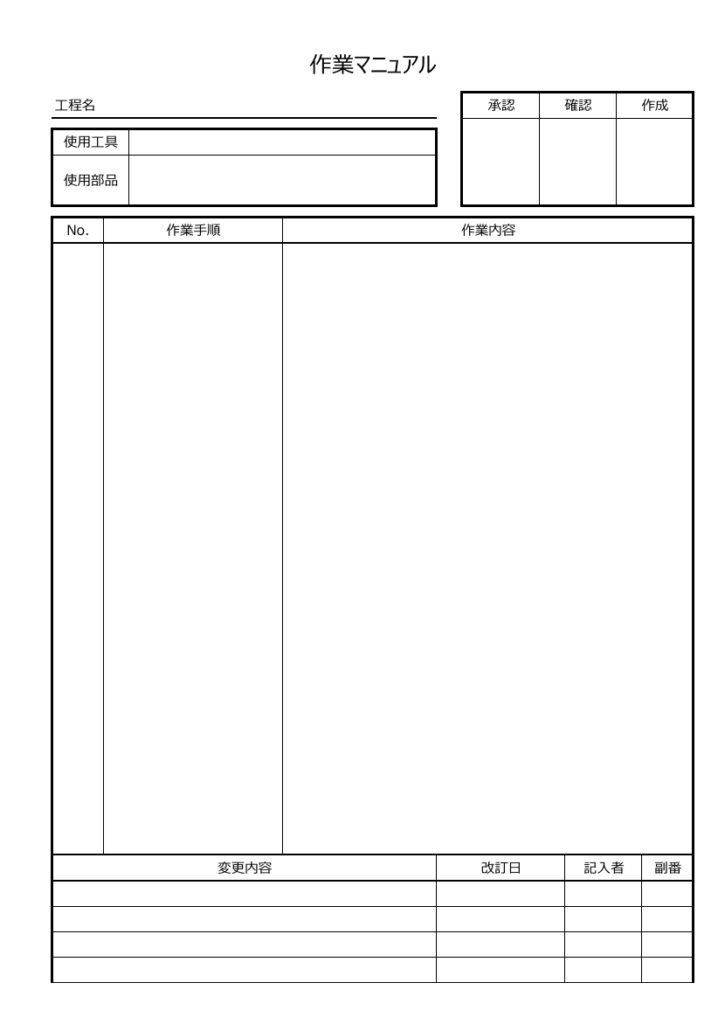 基本的な業務マニュアルのテンプレートの画像
