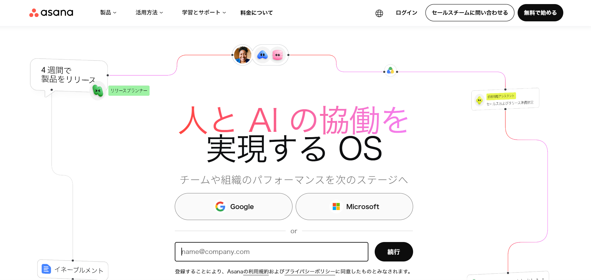 Asanaのトップページ